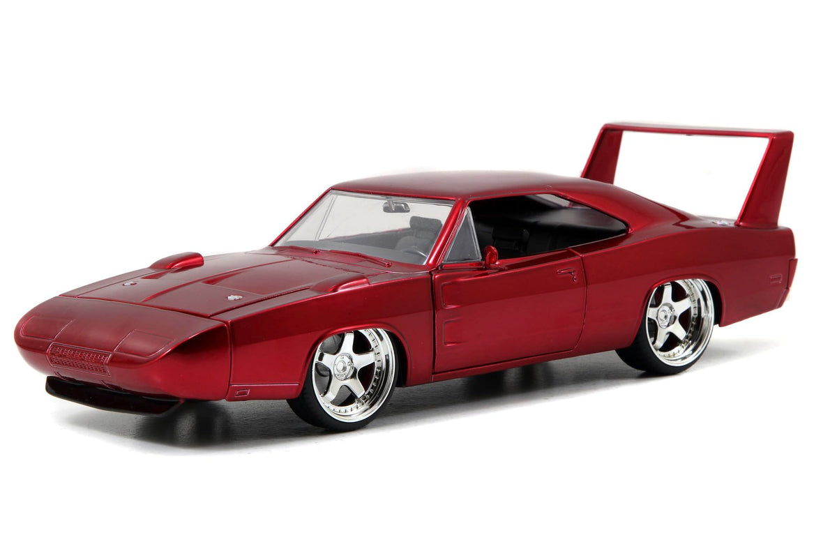 Jada Dom's Dodge Charger Daytona 1:24 front view highlights authentic movie styling for display