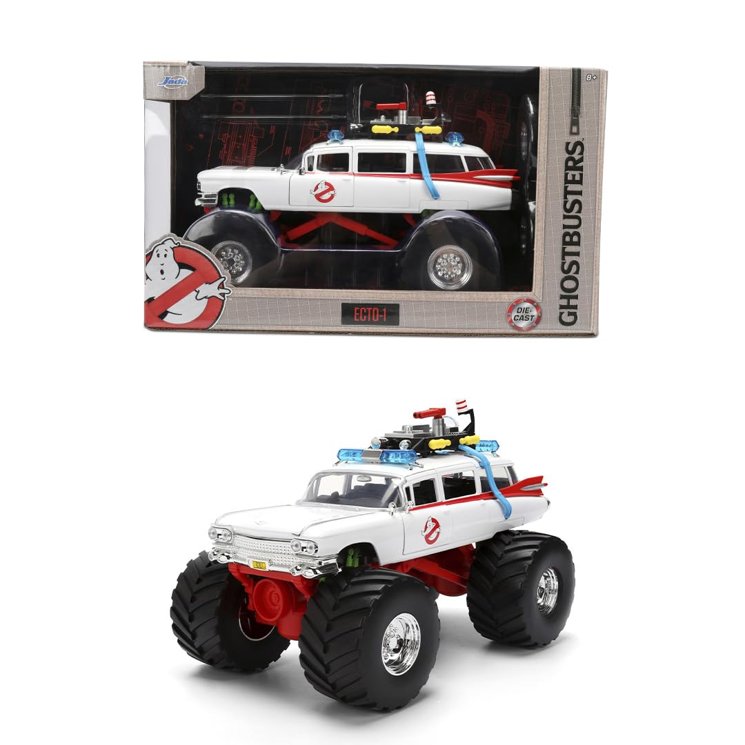 Jada Ghostbusters Ecto-1 front view display-ready with bold branding