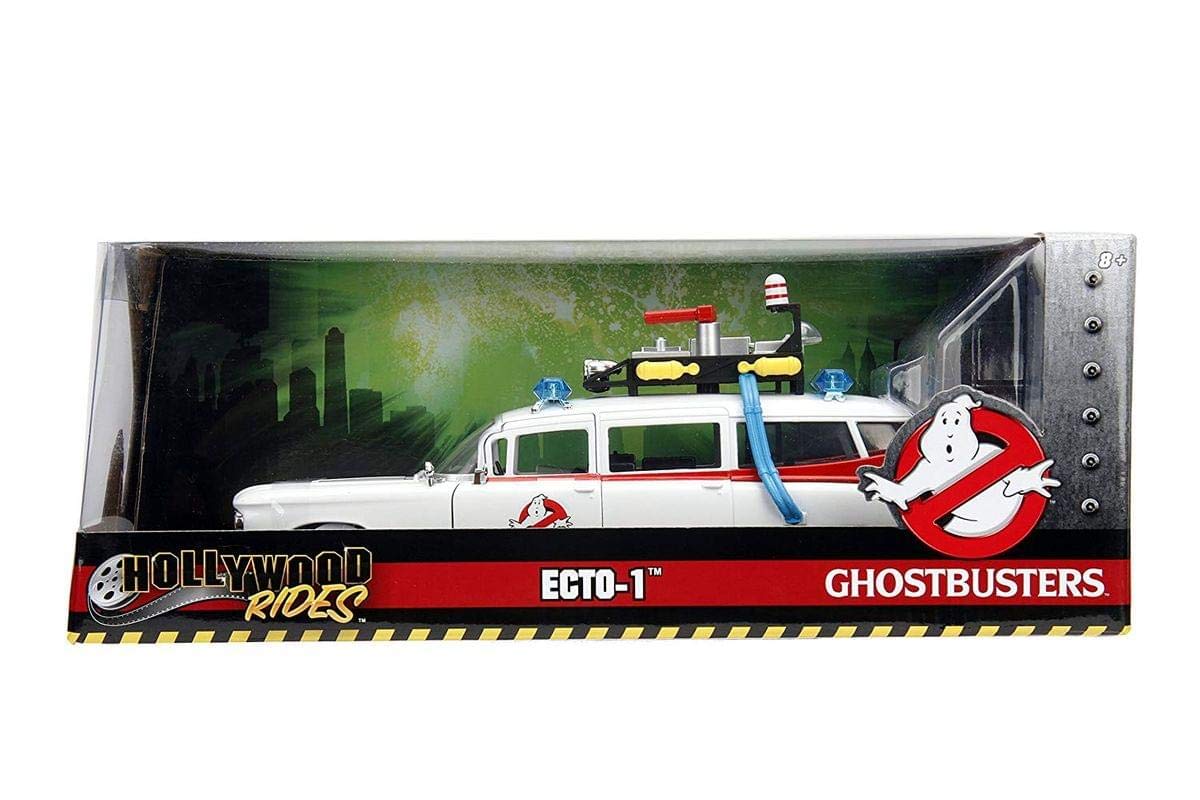 Jada Ghostbusters ECTO-1 white 1:24 scale opening hood reveals engine detail