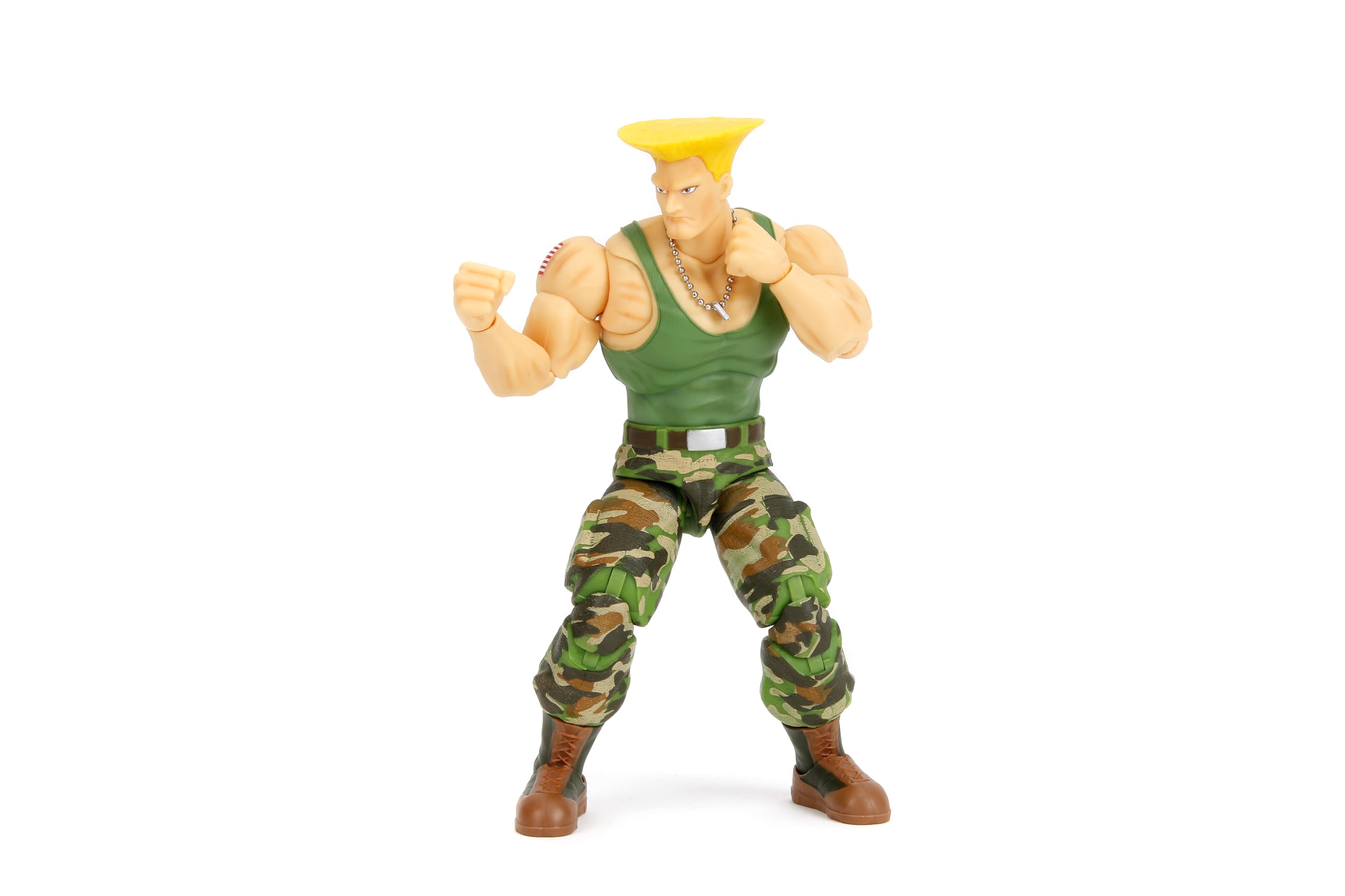 Jada Guile action figure front view with detailed sculpt for display.