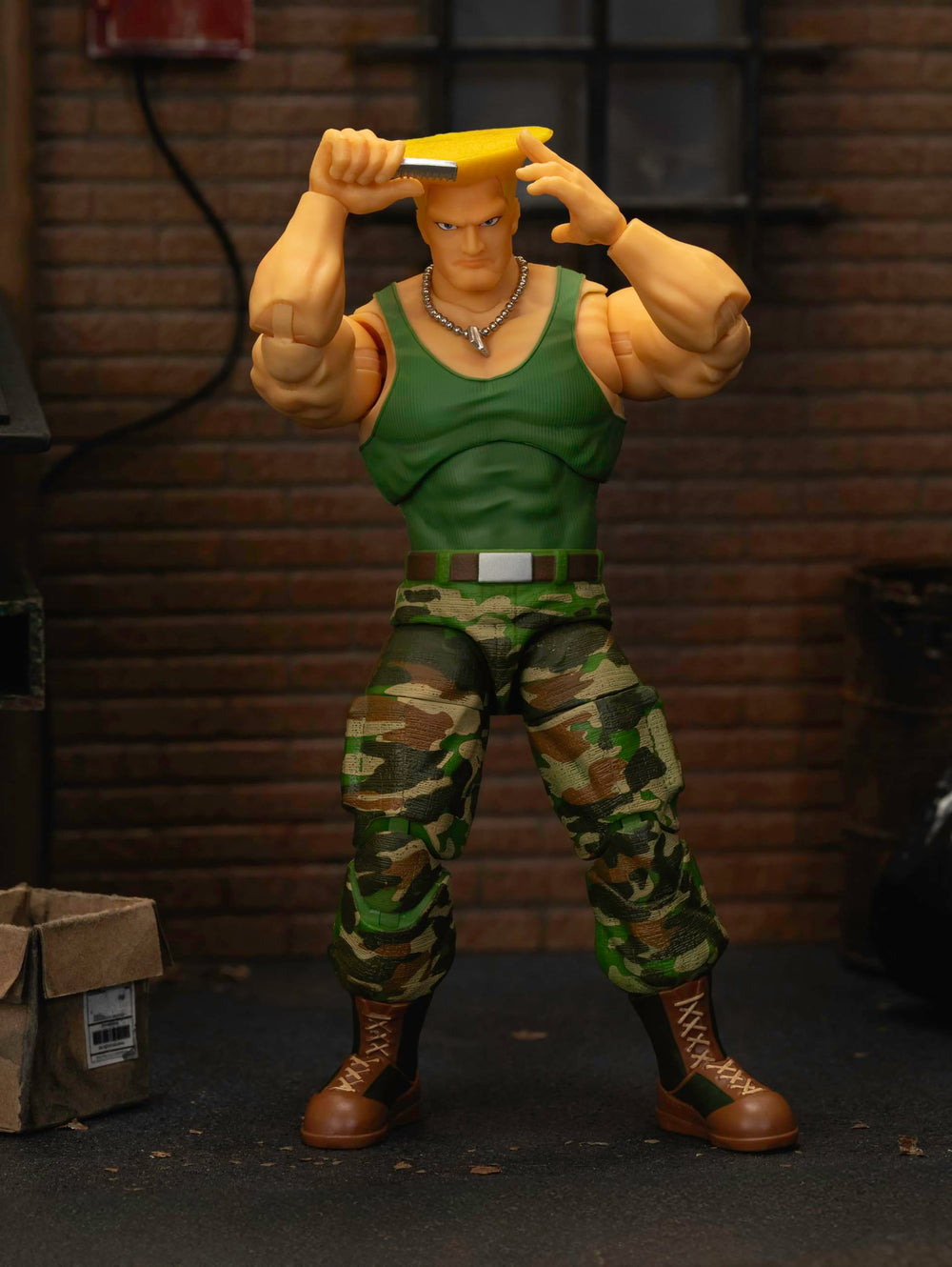 Jada Guile display stand enables stable pose display.