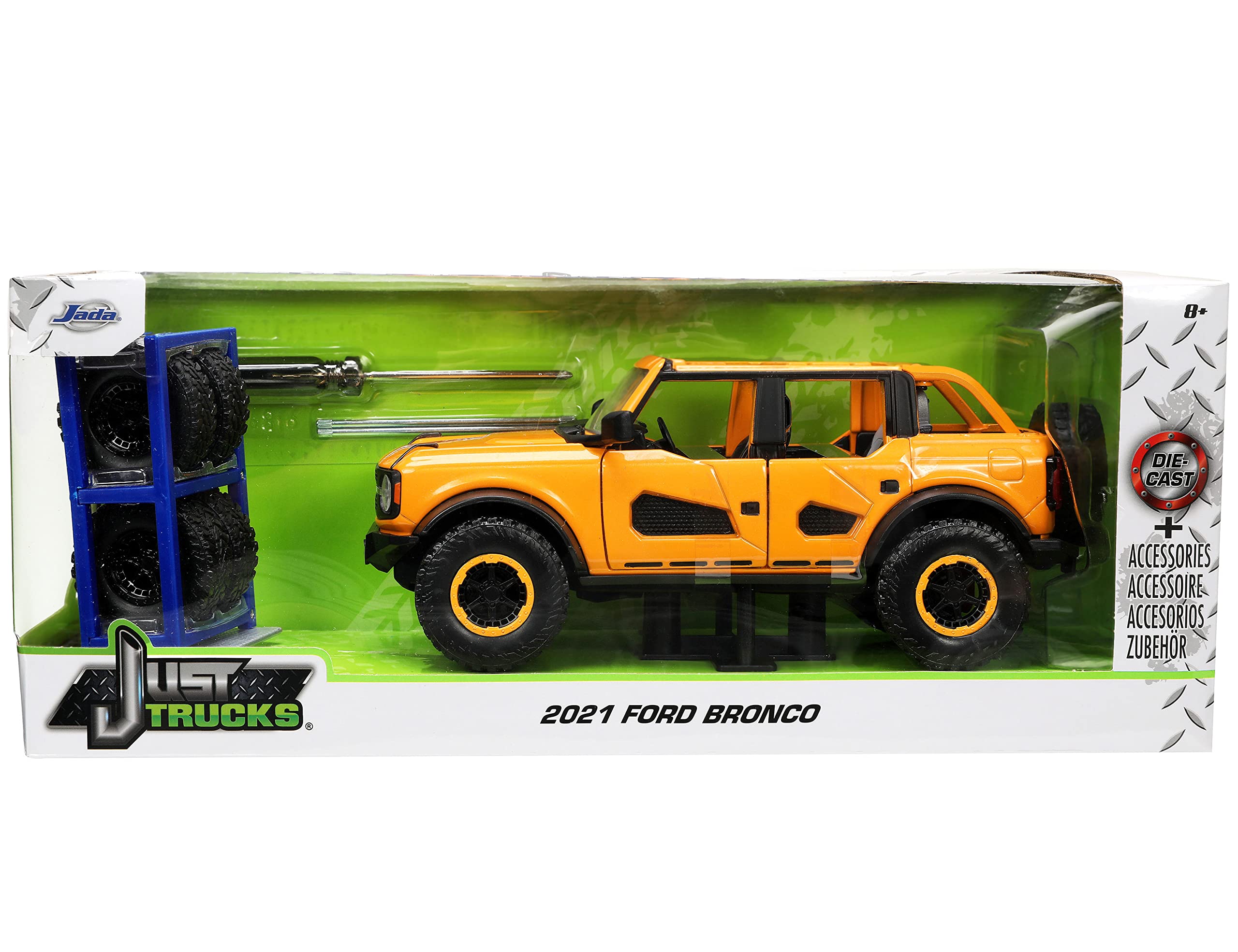 Jada Bronco includes extra wheels for versatile display options.
