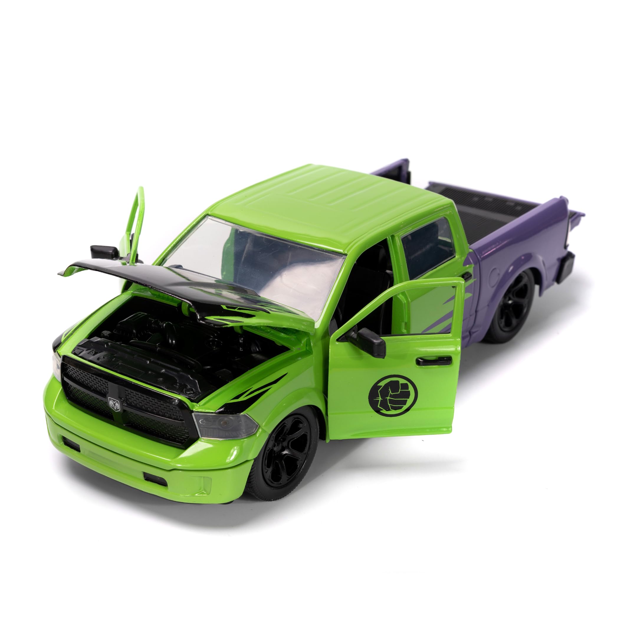 Jada Marvel Dodge Ram opening hood highlights mechanical design on a premium scale