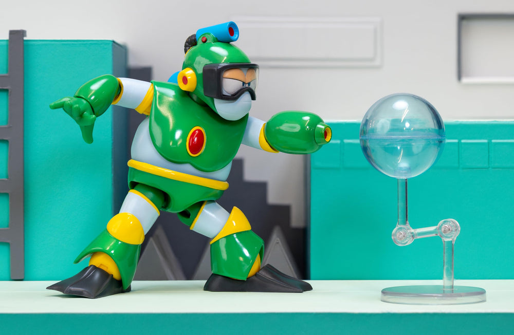 Display stand for posing Jada Mega Man Bubble Man