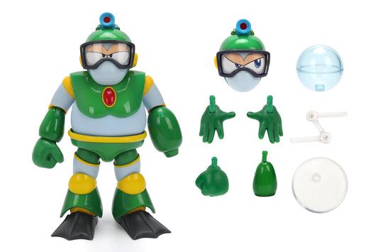 Jada Mega Man Bubble Man figure with head sculpts for dynamic posing