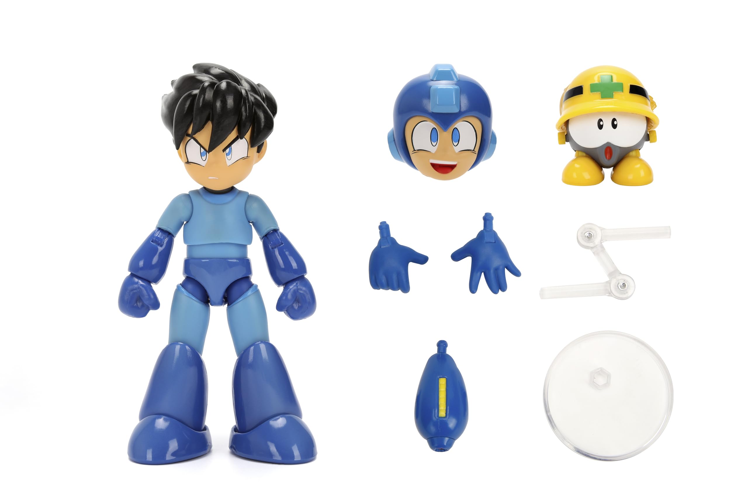 Jada Mega Man Wave 3 figure in blue armor, ready for dynamic poses on display.