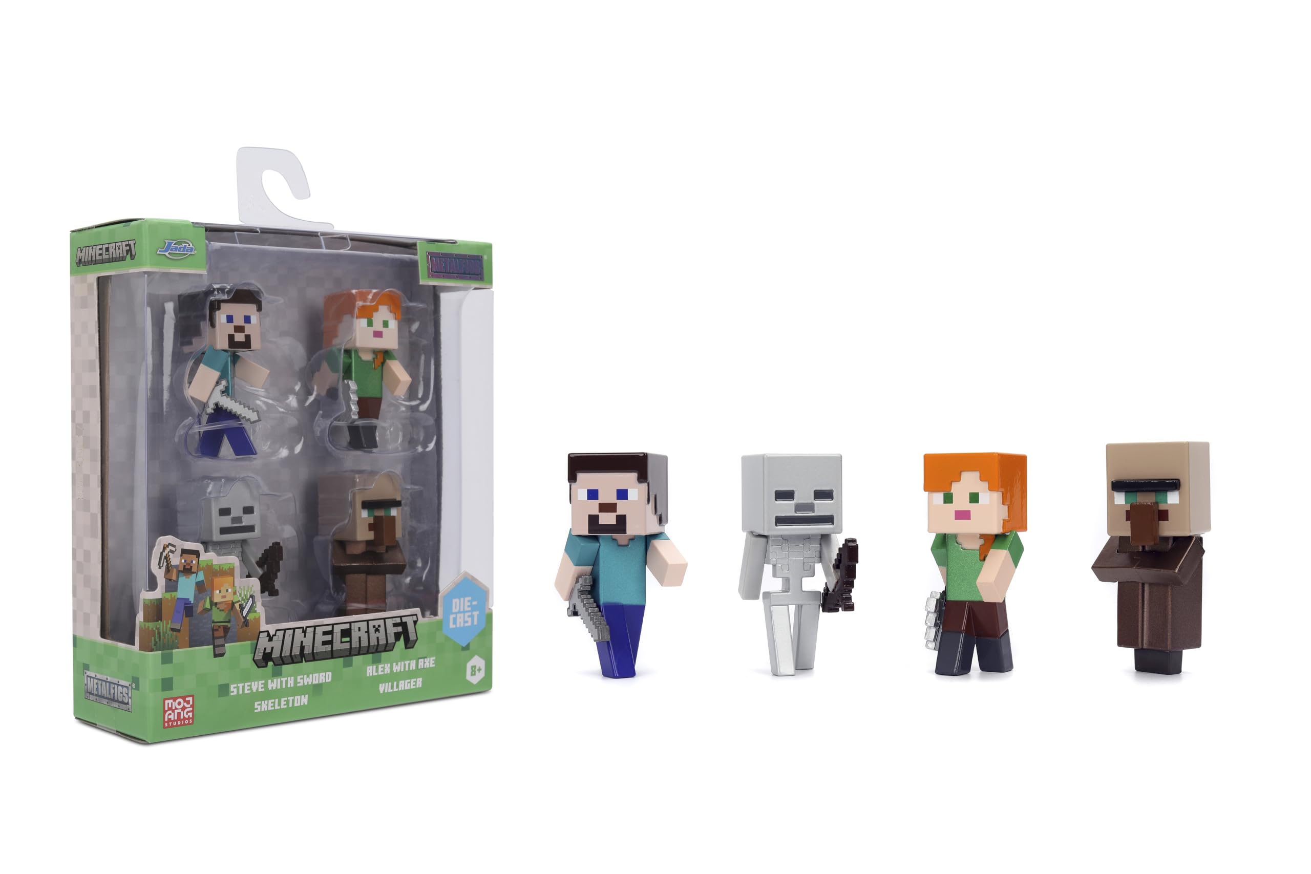 Jada Minecraft Metalfigs 4-Pack Steve with Sword front view for desk display