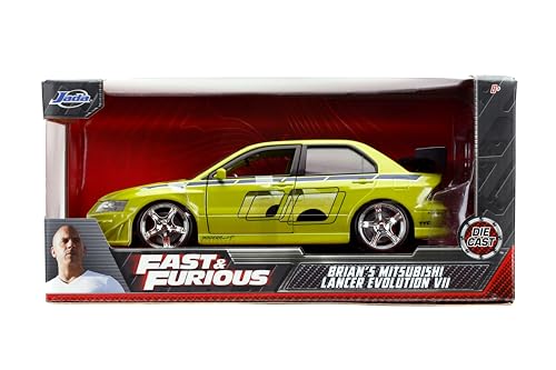 Jada Mitsubishi Lancer Evo VII with opening hood and detailed interior for realistic posing.