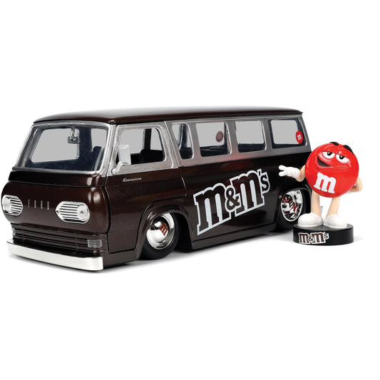 Jada M&M's 1965 Ford Econoline die-cast car for display and collection.