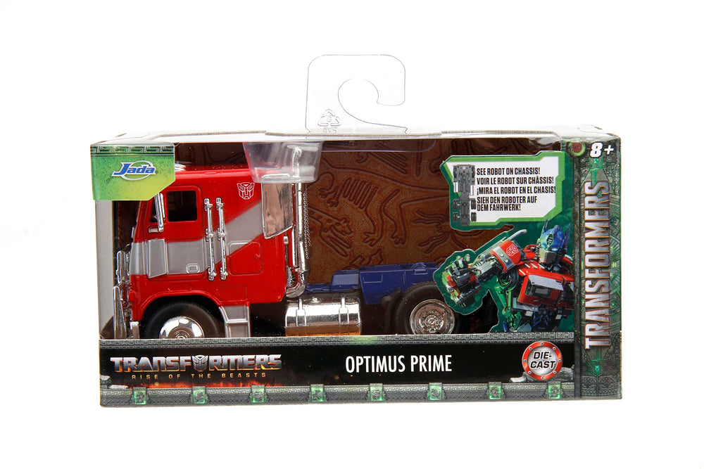Jada Optimus Prime die-cast with working wheels for lifelike movement.