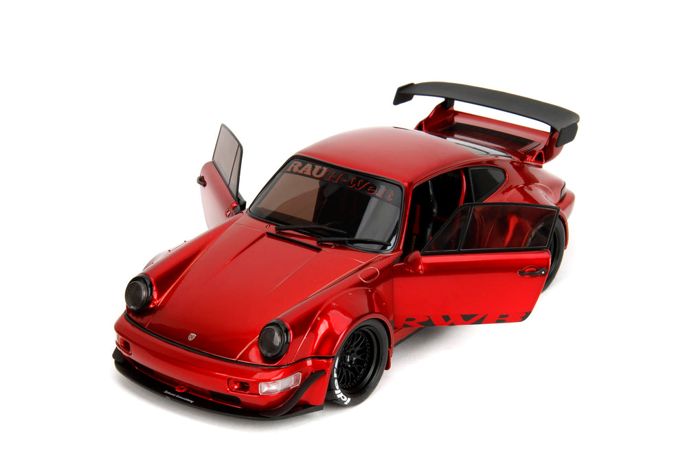 Jada Pink Slips Porsche RWB 964 paint finish shows vibrant color layers and premium gloss.
