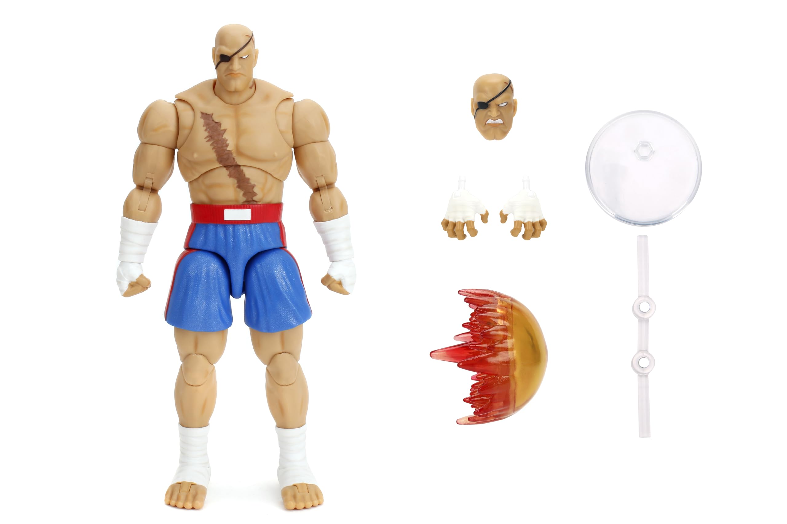 Jada Sagat deluxe 1:12 figure front view shows detailed articulation for dynamic display