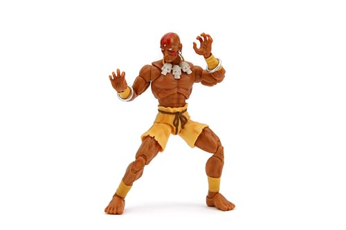 Jada Street Fighter 6 Dhalsim figure with stand for display and play.