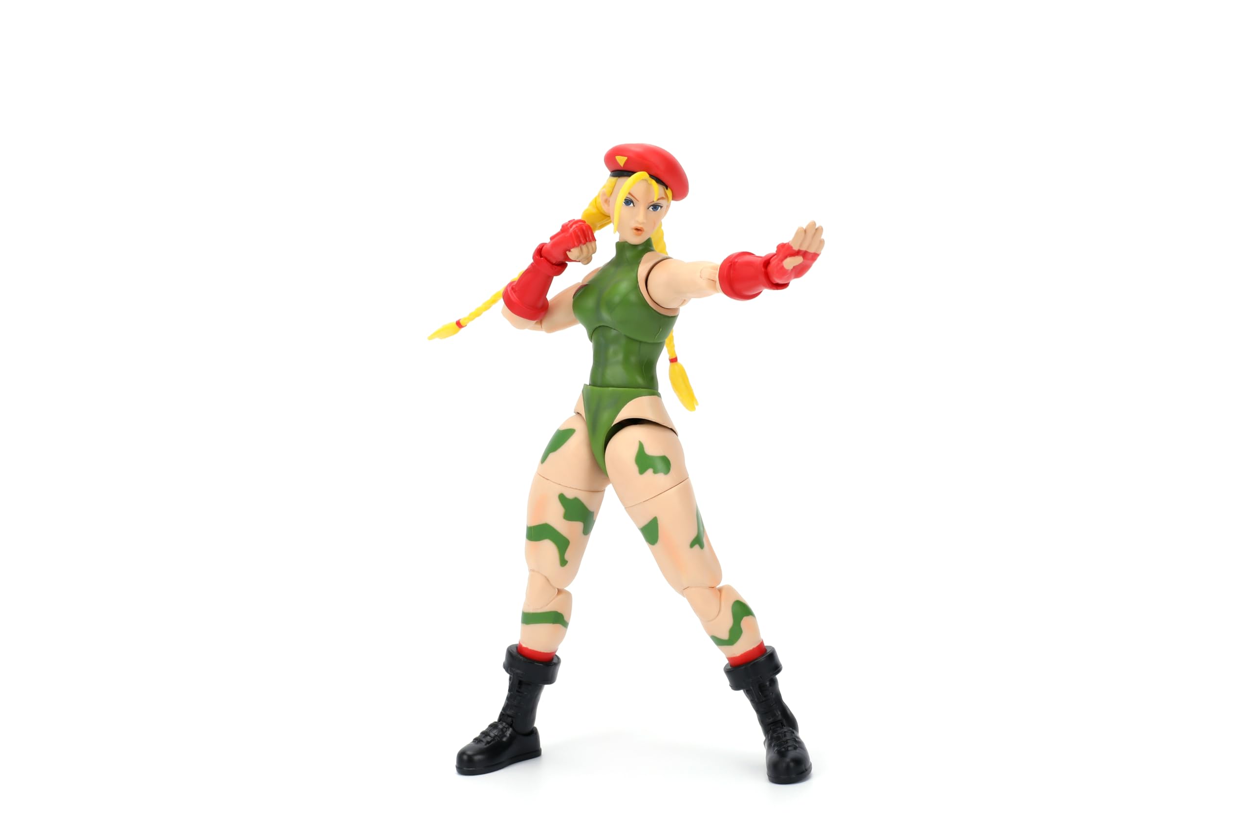 Jada Street Fighter II Cammy arcade packaging enhances display and collector nostalgia.