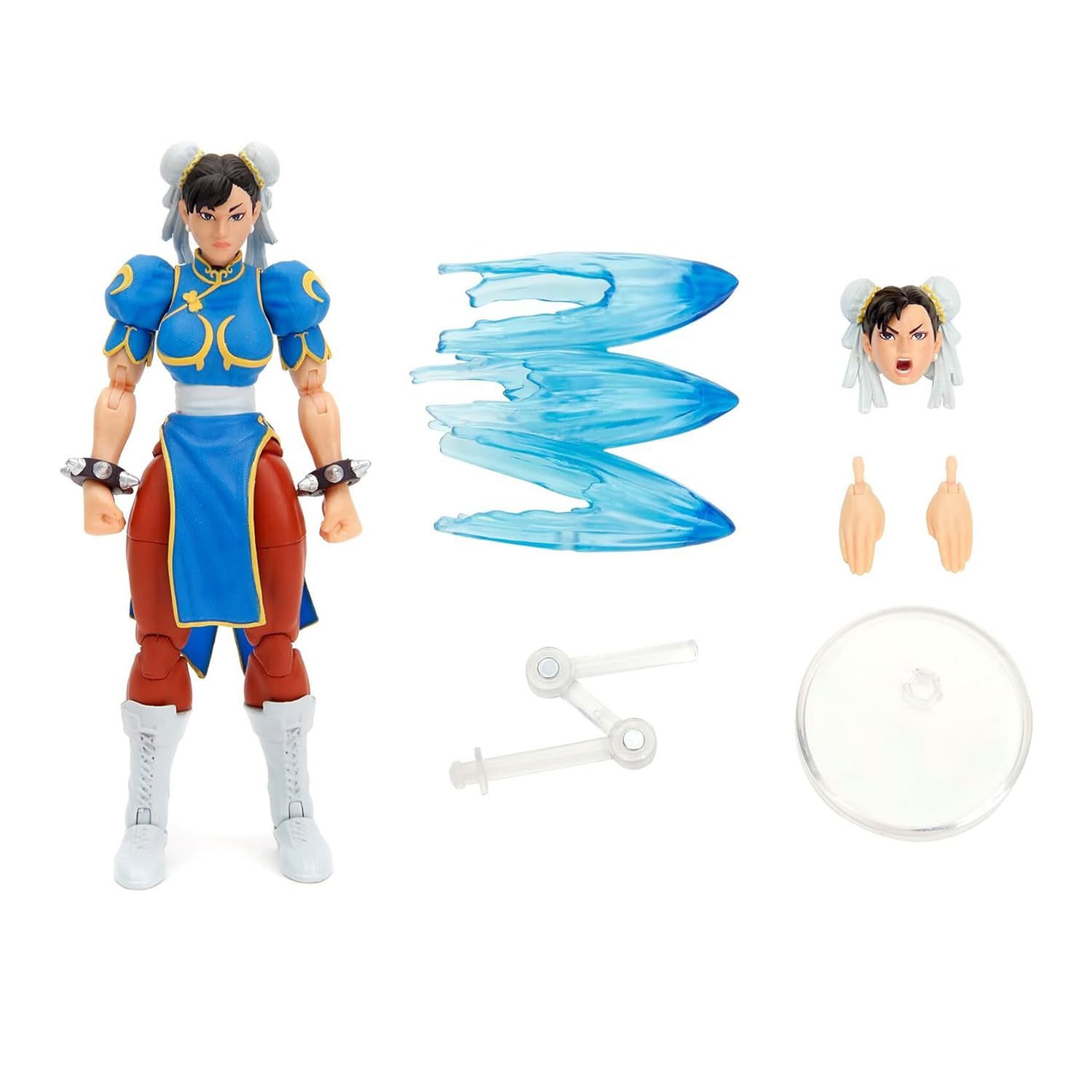 Jada Street Fighter II Chun-Li figure removable hands for natural action stances.