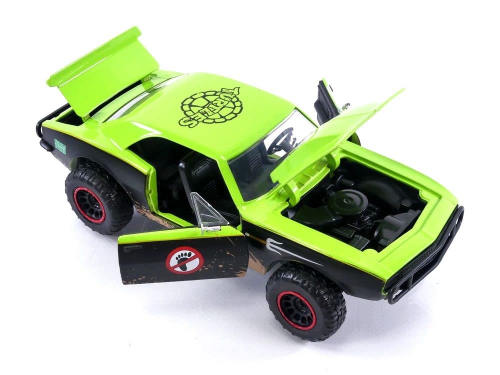 Jada TMNT Camaro trunk open showing additional accessibility details.