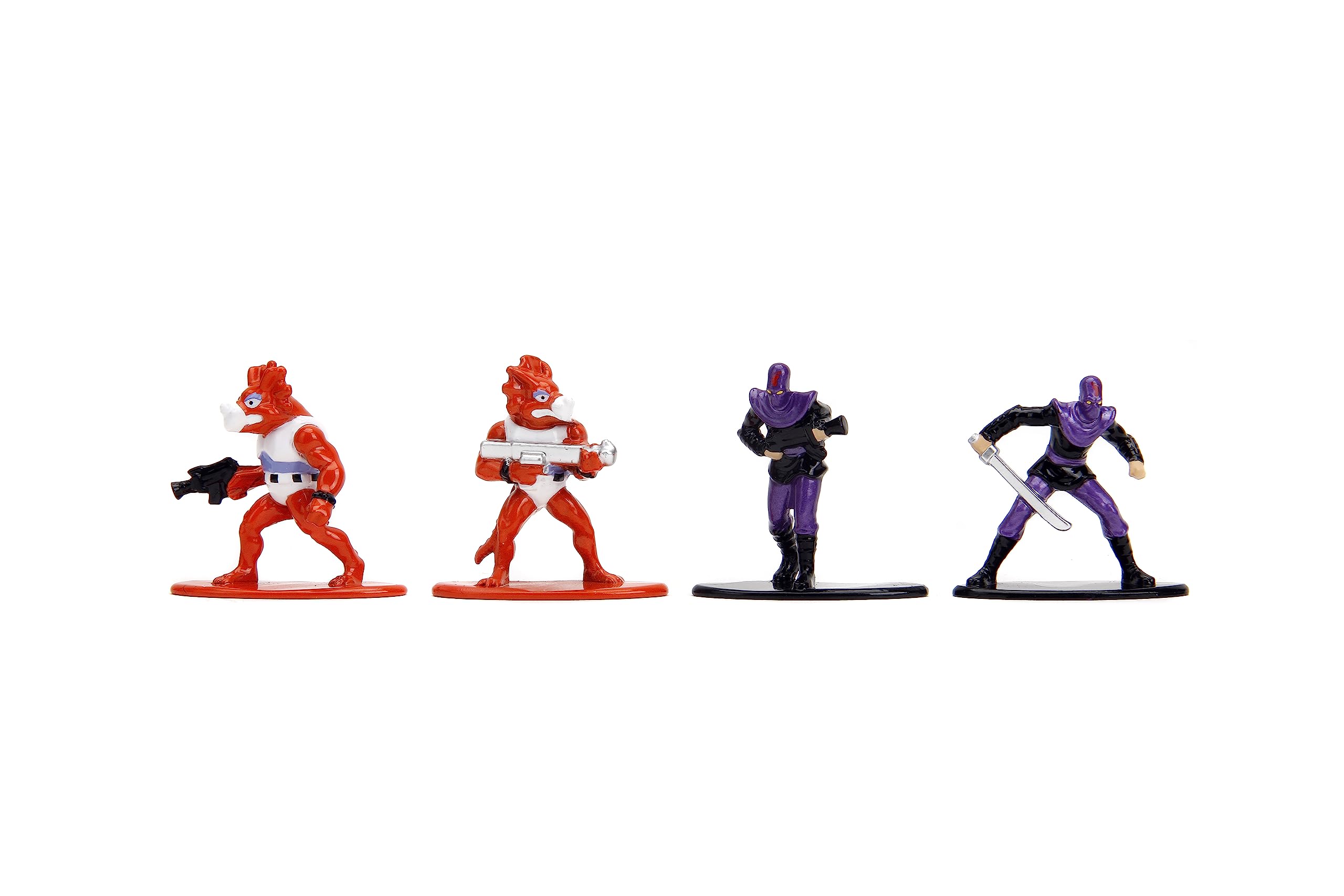 Jada TMNT Nano MetalFigs 18-pack group display ideal for fans and desks.