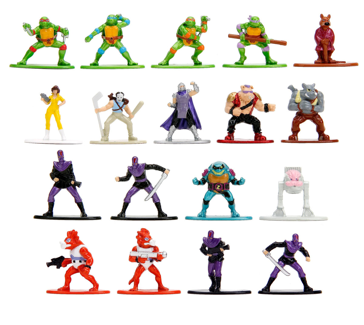 Jada TMNT Nano MetalFigs 18-pack front view for compact display and quick collection checks.