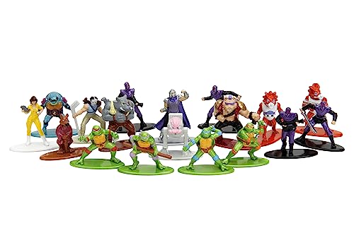 Jada TMNT Nano MetalFigs 18-pack side view highlights detailed sculpt and metallic finish for shelves.