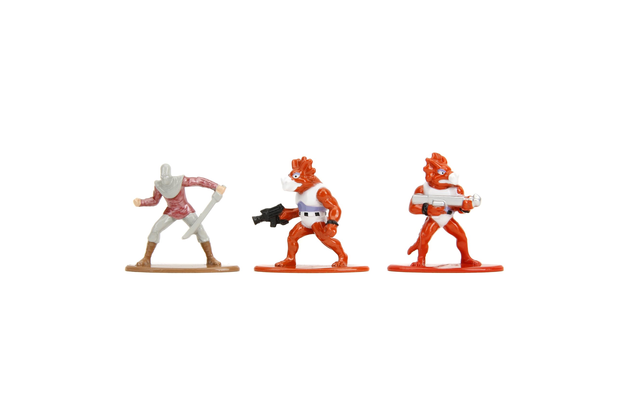Jada TMNT Nano Metalfigs mini figures on a shelf display