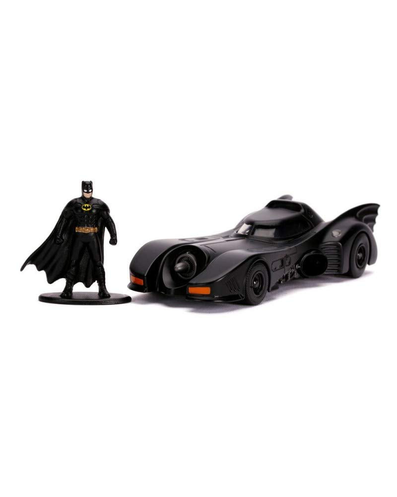 Jada Toys 1989 Batmobile die-cast with Batman figure – iconic display piece for collectors.