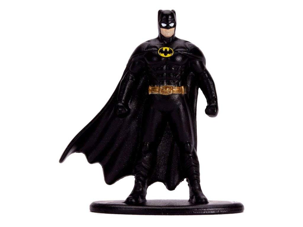 Included Batman figure with Jada Toys Batmobile enhances collectible display.