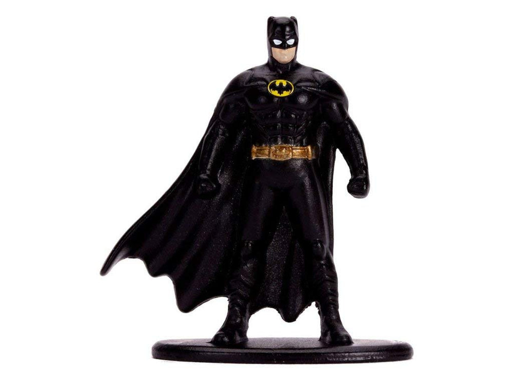 Included Batman figure with Jada Toys Batmobile enhances collectible display.