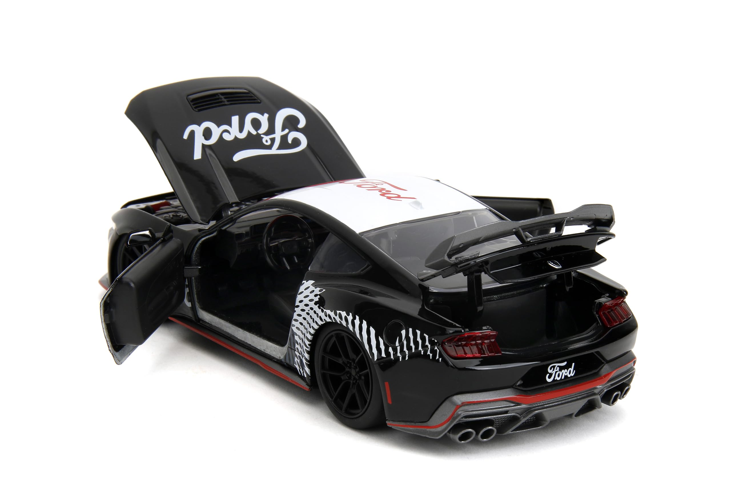 Jada Toys Bigtime Muscle Mustang Dark Horse open trunk adds display reveal