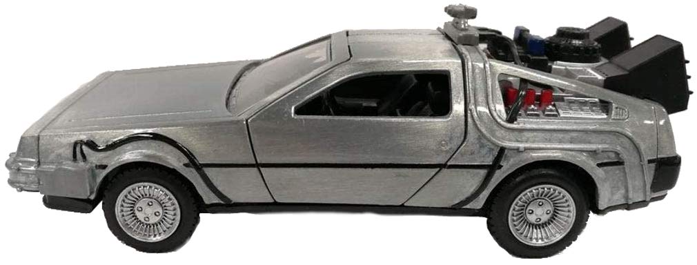 Jada Toys Delorean DMC Time Machine detailed paint job highlighting authentic look for collectors.