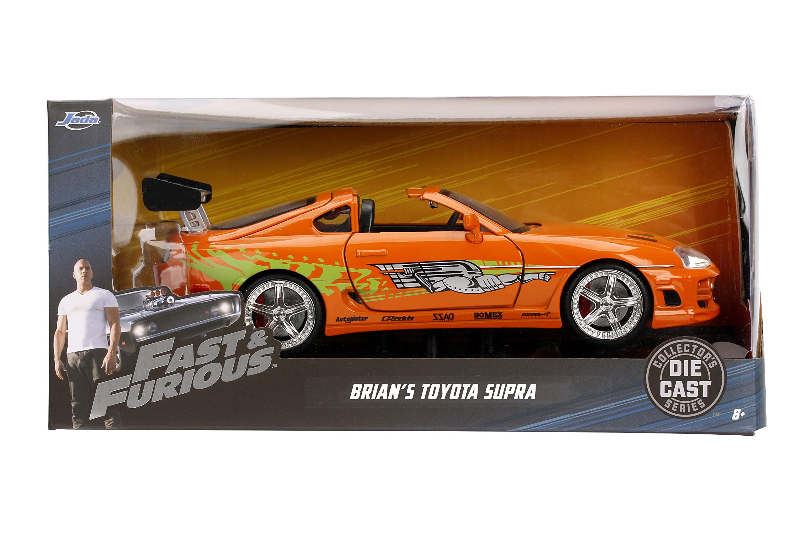Orange finish and licensed styling on Jada Supra 1:24
