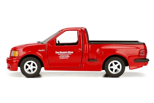 Jada Toys Ford Lightning open doors show interactive detailing for dramatic display setups.