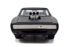 Jada Toys Furious 7 1970 Dodge Charger open hood highlights detailed engine bay realism for collectors.