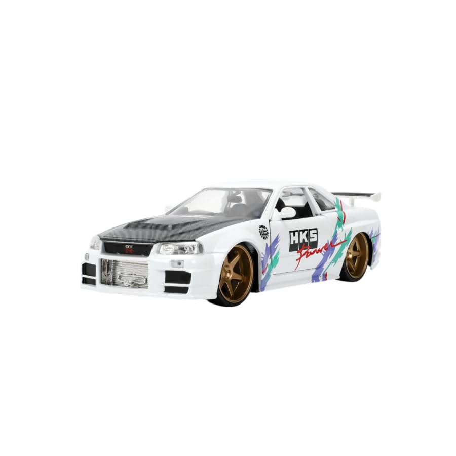 Jada Toys JDM Tuners Nissan Skyline GT-R R34 glossy white front view for display collection