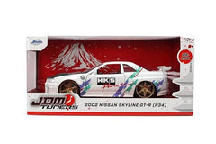 Jada Toys JDM Tuners Nissan Skyline GT-R R34 glossy white rear view for elegance on shelves