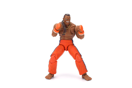 Jada Toys Street Fighter II Dee Jay figure in a dynamic dance pose for display and play.