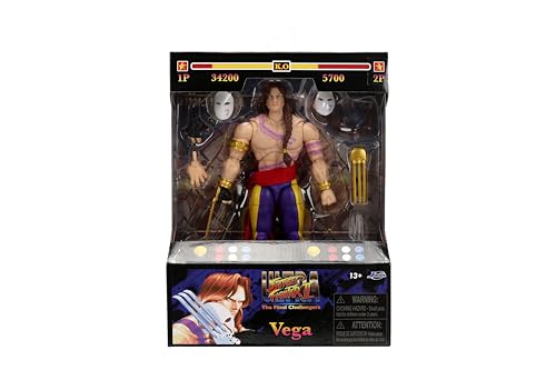 Vega figure articulation pose enables recreating iconic Street Fighter II moves.