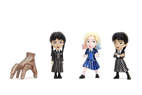 Jada Wednesday dress metalfigs with bold colors for shelf display.