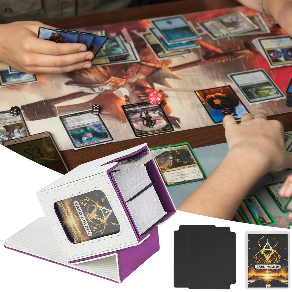 Jaffzora deck box holds up to 100 double-sleeved cards for long sessions.