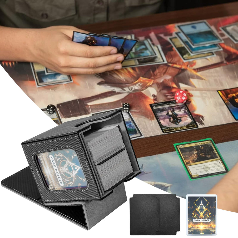Jaffzora deck box interior with card holder for safe retrieval