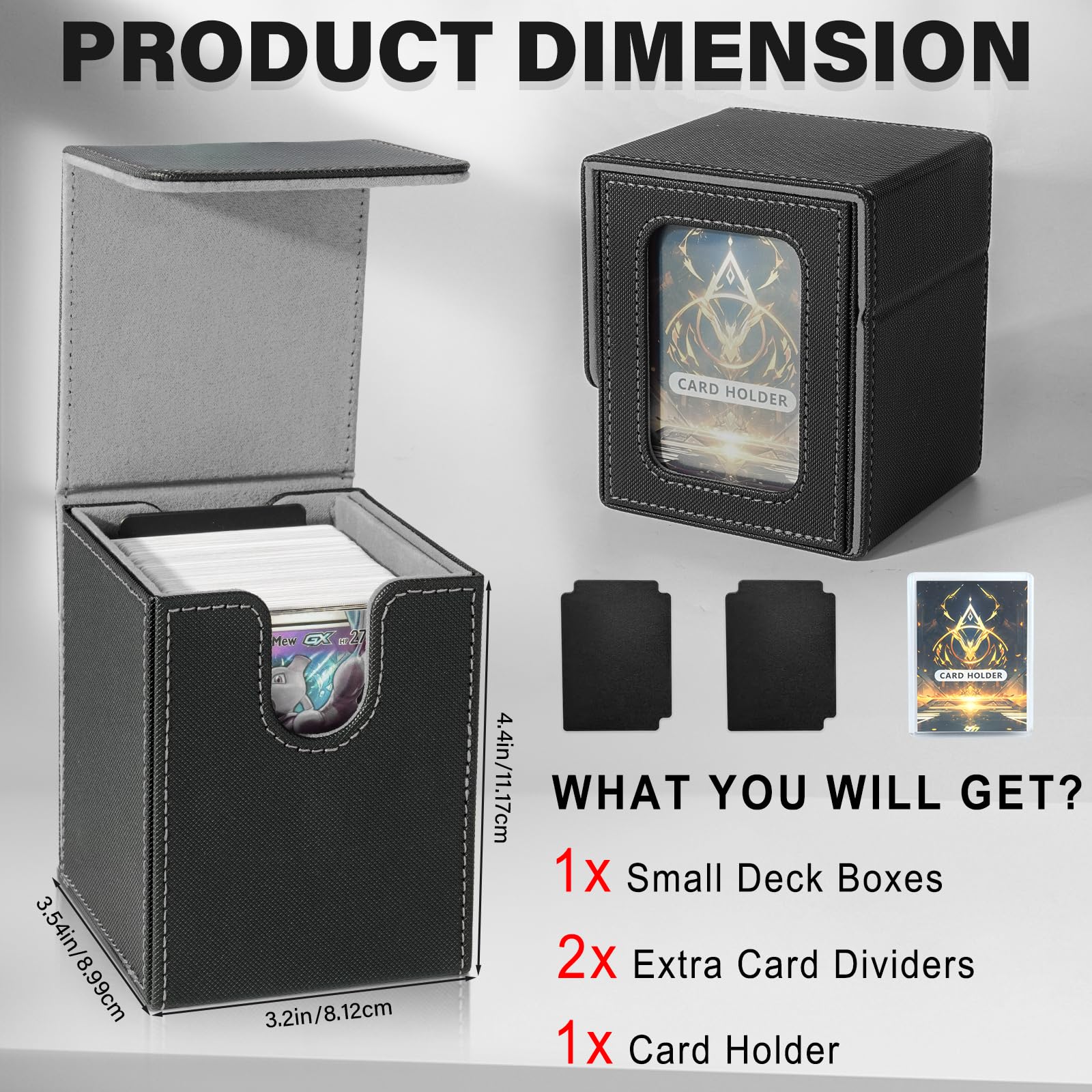 Jaffzora deck box open with flip-cover for fast card access