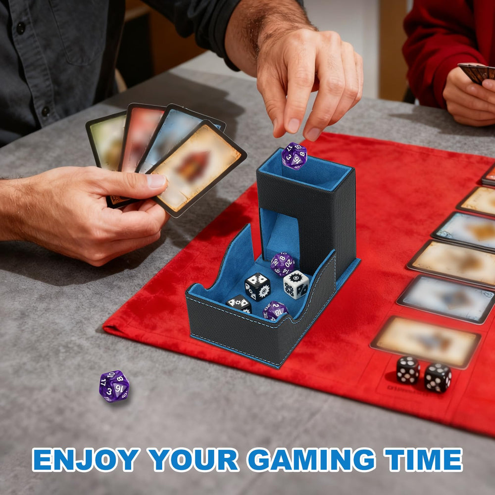 Compact storage keeps dice and accessories organized.
