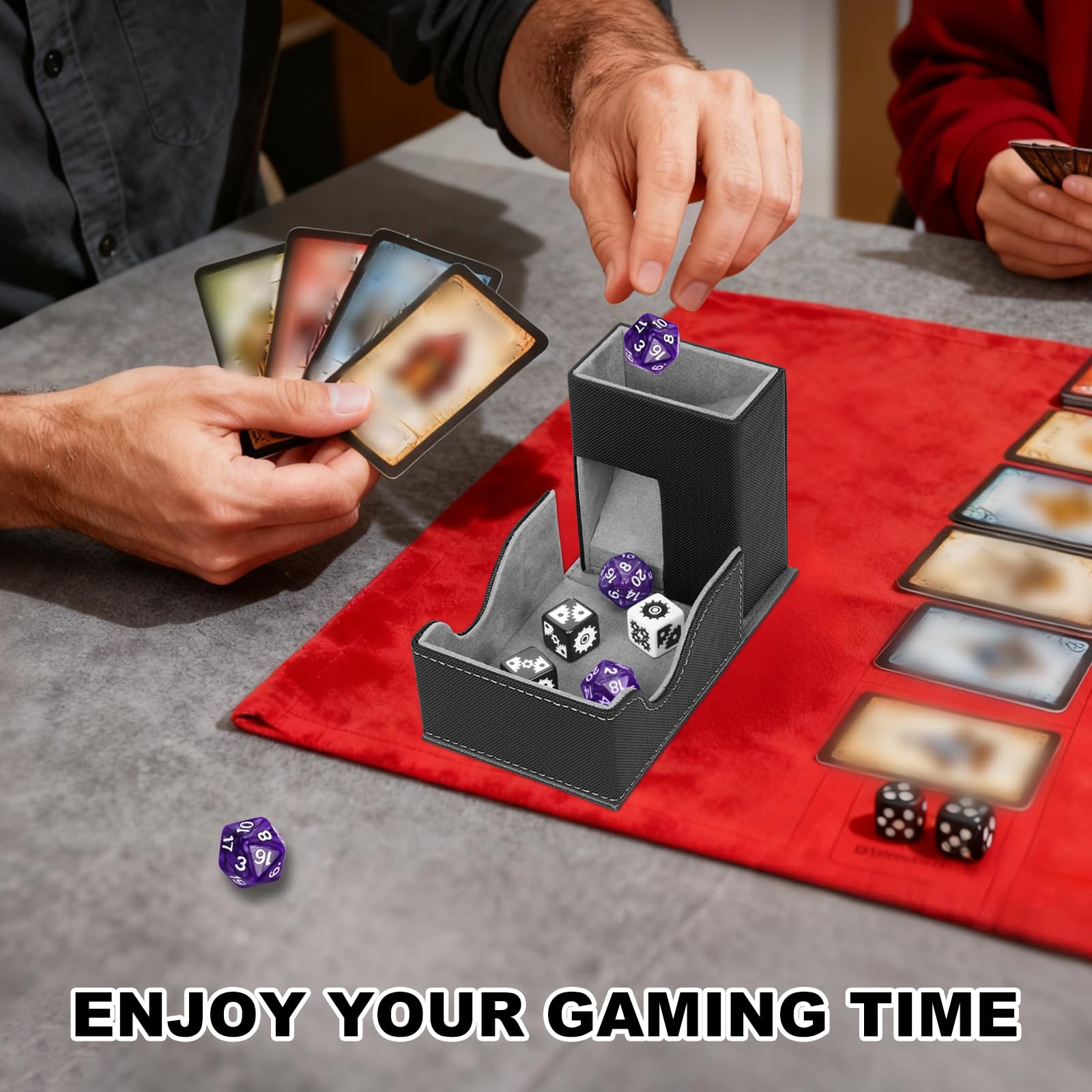 Jaffzora dice storage box protects dice between sessions.