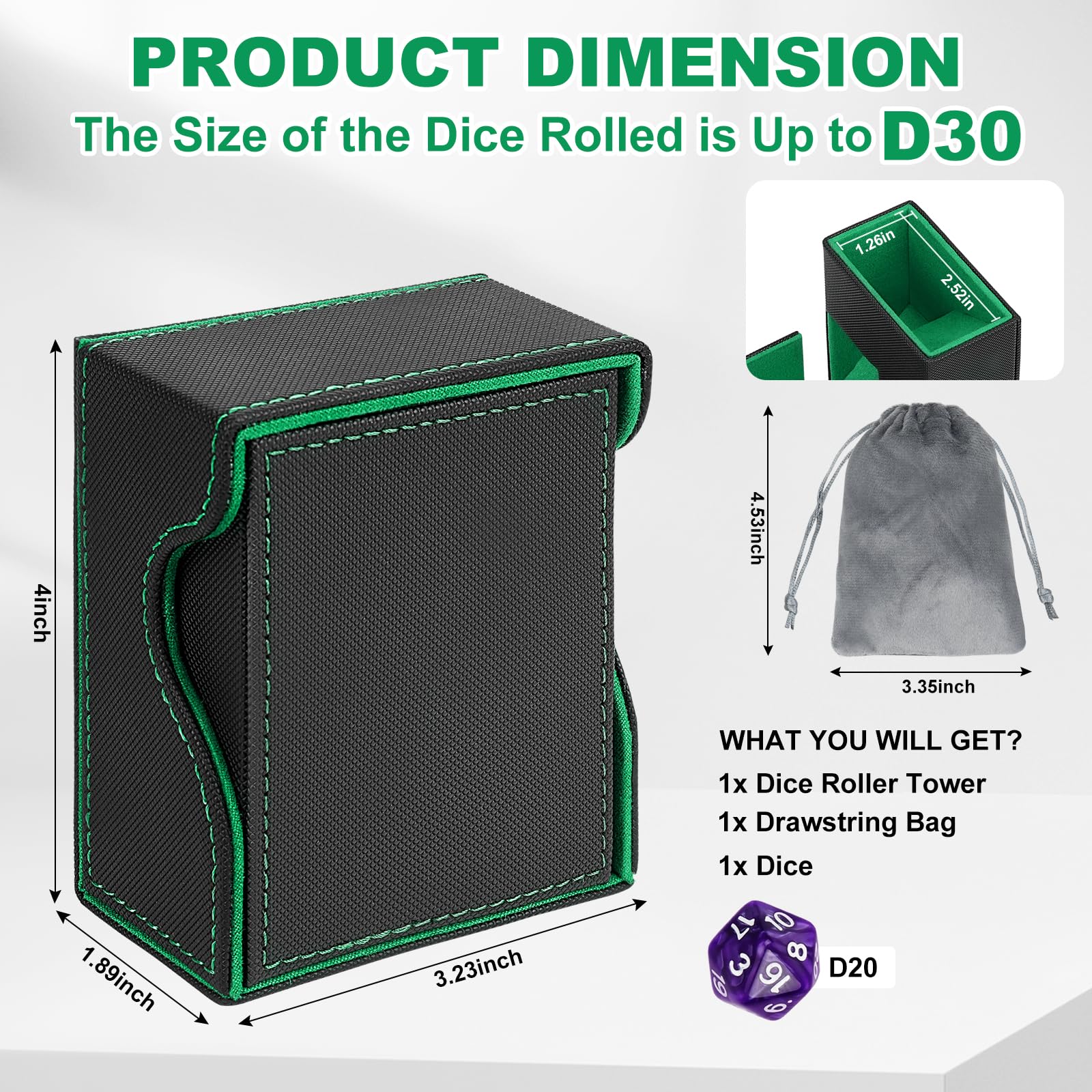 Jaffzora dice tower magnetic closure; secure lid protects dice between sessions.