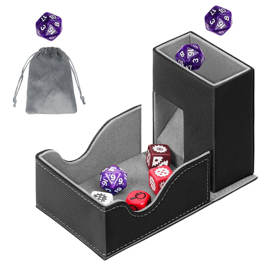 Jaffzora dice tower with magnetic closure keeps dice secure.