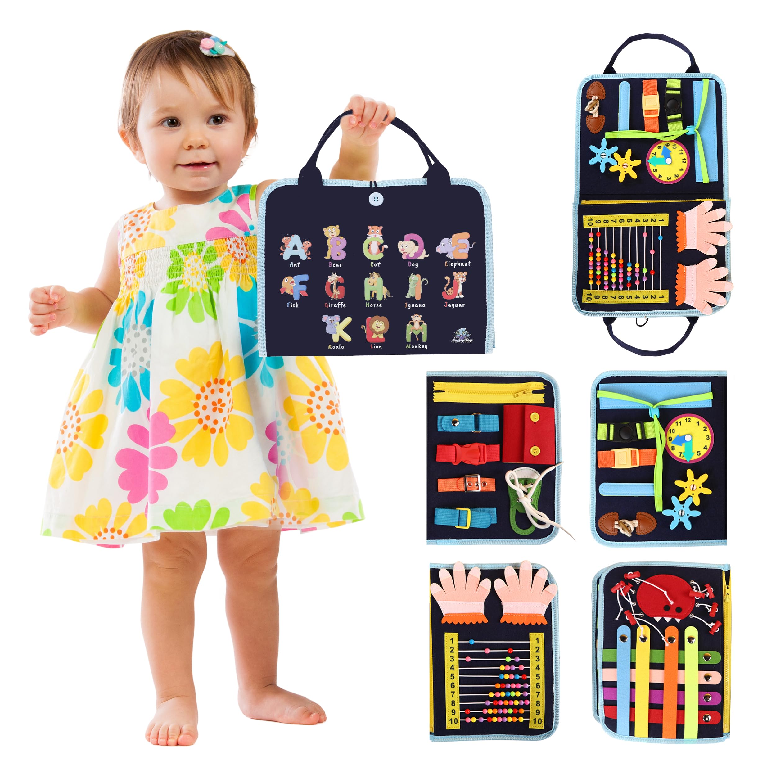 JAGSYJOY Busy Book Toddlers Weather Wheel offers tactile learning and color recognition.