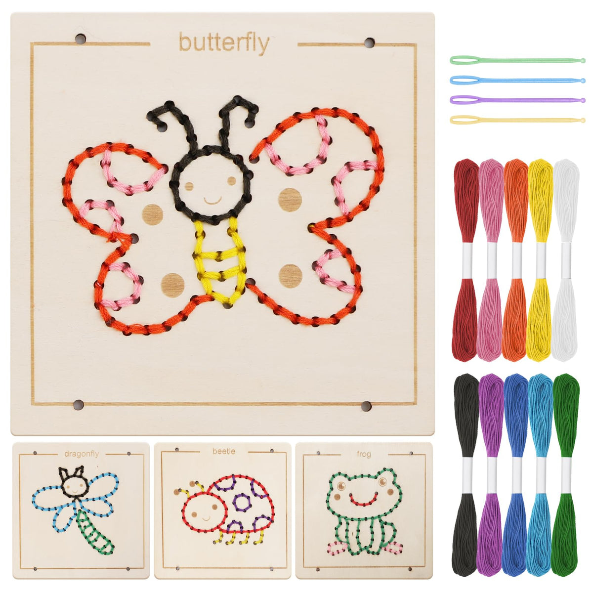 JAiiMen Montessori wooden lacing templates to boost fine motor skills