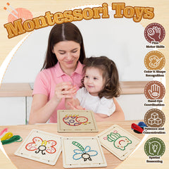 JAiiMen wooden lacing board with yarn colors for color recognition