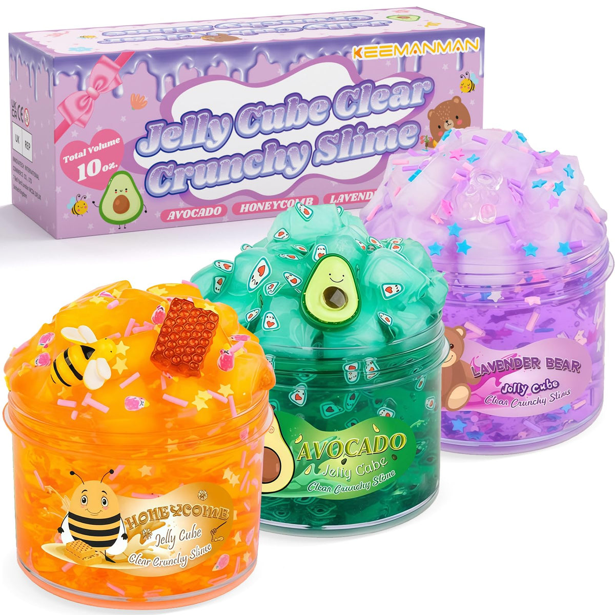 JAiiMen Slime Kit avocado cubes offer satisfying crunch for engaging sensory play.