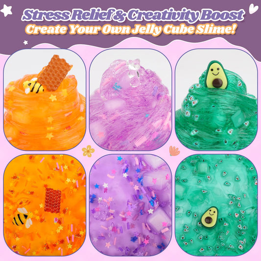 JAiiMen Slime Kit honeycomb charm provides colorful texture and calming squeezes.