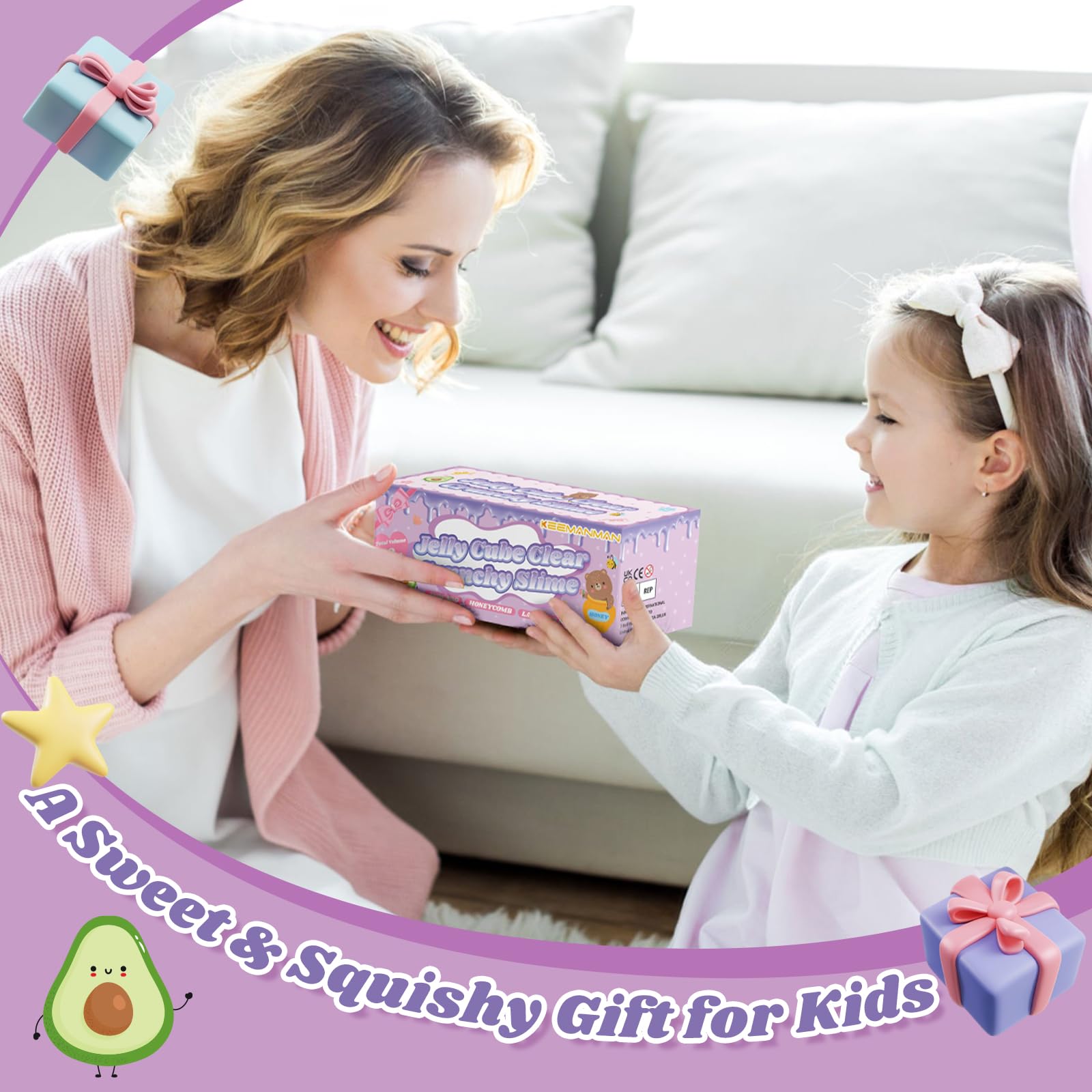 JAiiMen Slime Kit jelly cubes create delightful pops during playtime.